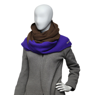 HOODED WOOL MUFFLER CHALK VIOLET & CHOCOLATE GOLD